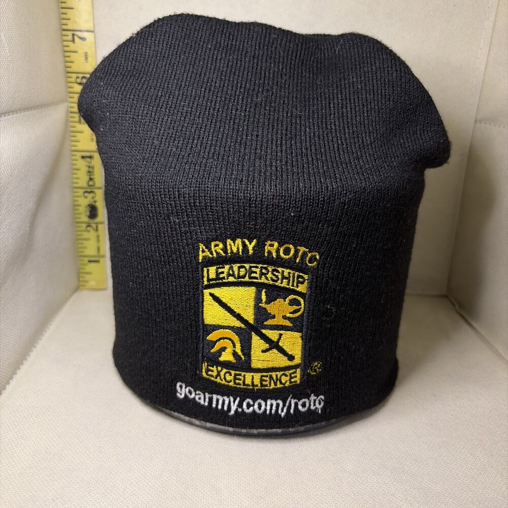US Army Beanie Hat Black Knit Embroidered Star Logo Mens
